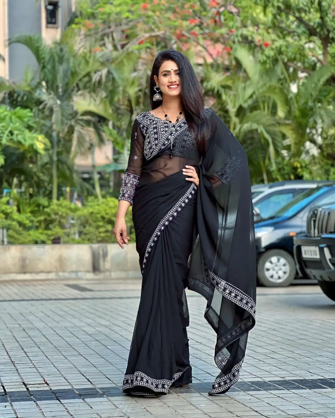 JR 593 Black Color Georgette Embroidery Sequence Saree Casual, Wedding, Festive, Events Expected Delivery  4-6 Working Days @1599/- | Bollywood Sarees, Creative Sarees, Designer Sarees, Embroidered Sarees, Ethnic Saree, Modern Digital sarees, Party Wear Sarees, Sarees
