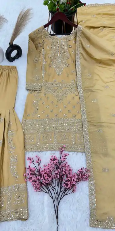 ZSR-3066 Chiku Color Chinnon Embroidery Sequence Salwar Suit Casual, Wedding, Festive, Events Expected Delivery 4-6 Working Days @2199/- | Jump Suits, Casual Suits, Creative suits, Designer Suits, Palazzo Suits, Party Wear Suits, Patiala Suits, Salwar suit, Straight Suits