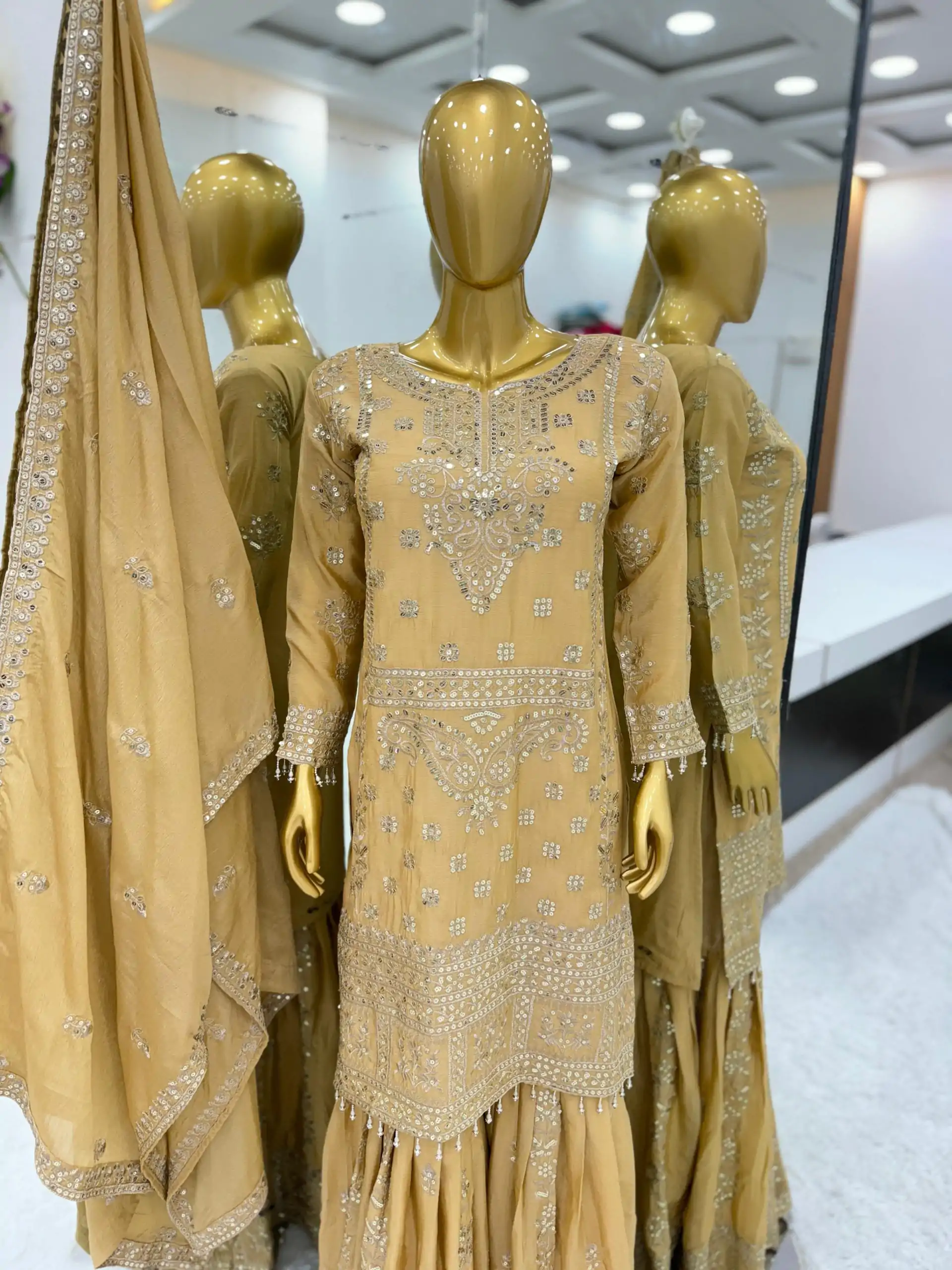  ZSR-3066 Chiku Color Chinnon Embroidery Sequence Salwar Suit Casual, Wedding, Festive, Events Expected Delivery 4-6 Working Days @2199/- | Jump Suits, Casual Suits, Creative suits, Designer Suits, Palazzo Suits, Party Wear Suits, Patiala Suits, Salwar suit, Straight Suits