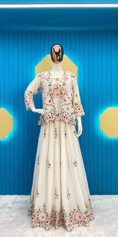 LG 1855 White Color Chinon Sequence Embroidery Lehenga Choli Traditional Wear, Festive, Wedding, Events Expected Delivery 4-6 Working Days @3249/- | Bollywood Lehenga, Creative Lehenga, Designer Lehenga, Embroidered Lehenga, Lehenga, Party Wear Lehenga