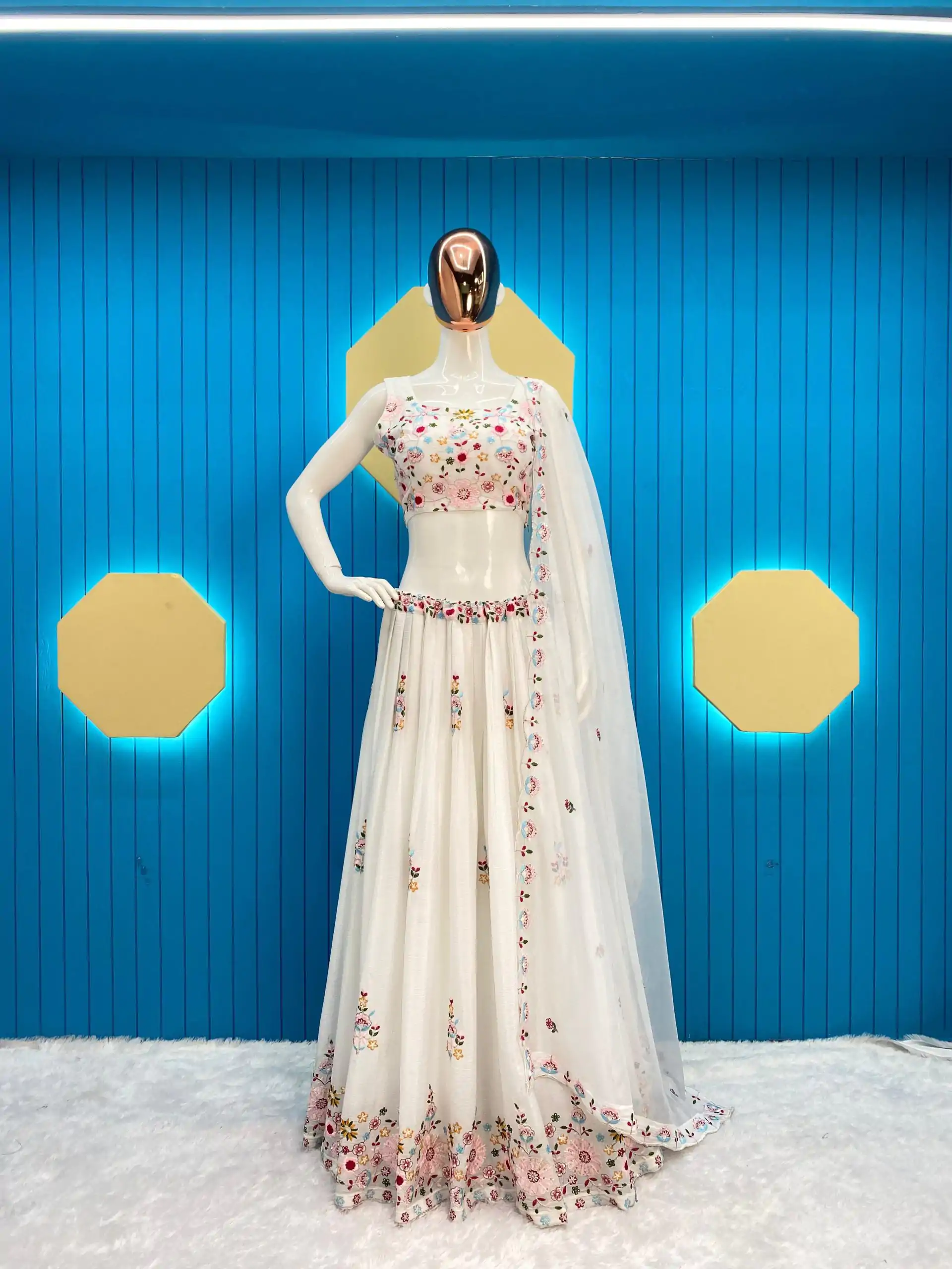 LG 1855 White  Color Chinon Sequence Embroidery Lehenga Choli Traditional Wear, Festive, Wedding, Events Expected Delivery 4-6 Working Days @3249/- | Bollywood Lehenga, Creative Lehenga, Designer Lehenga, Embroidered Lehenga, Lehenga, Party Wear Lehenga