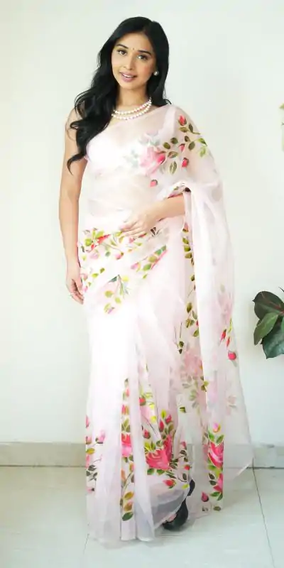 SC 284 White Color Soft Organza Digital Printed Saree , Party Wear, Events, Festivals Expected Delivery 4-6 Working Days 1599/- | Bollywood Sarees, Creative Sarees, Designer Sarees, Embroidered Sarees, Ethnic Saree, Modern Digital sarees, Party Wear Sarees, Sarees