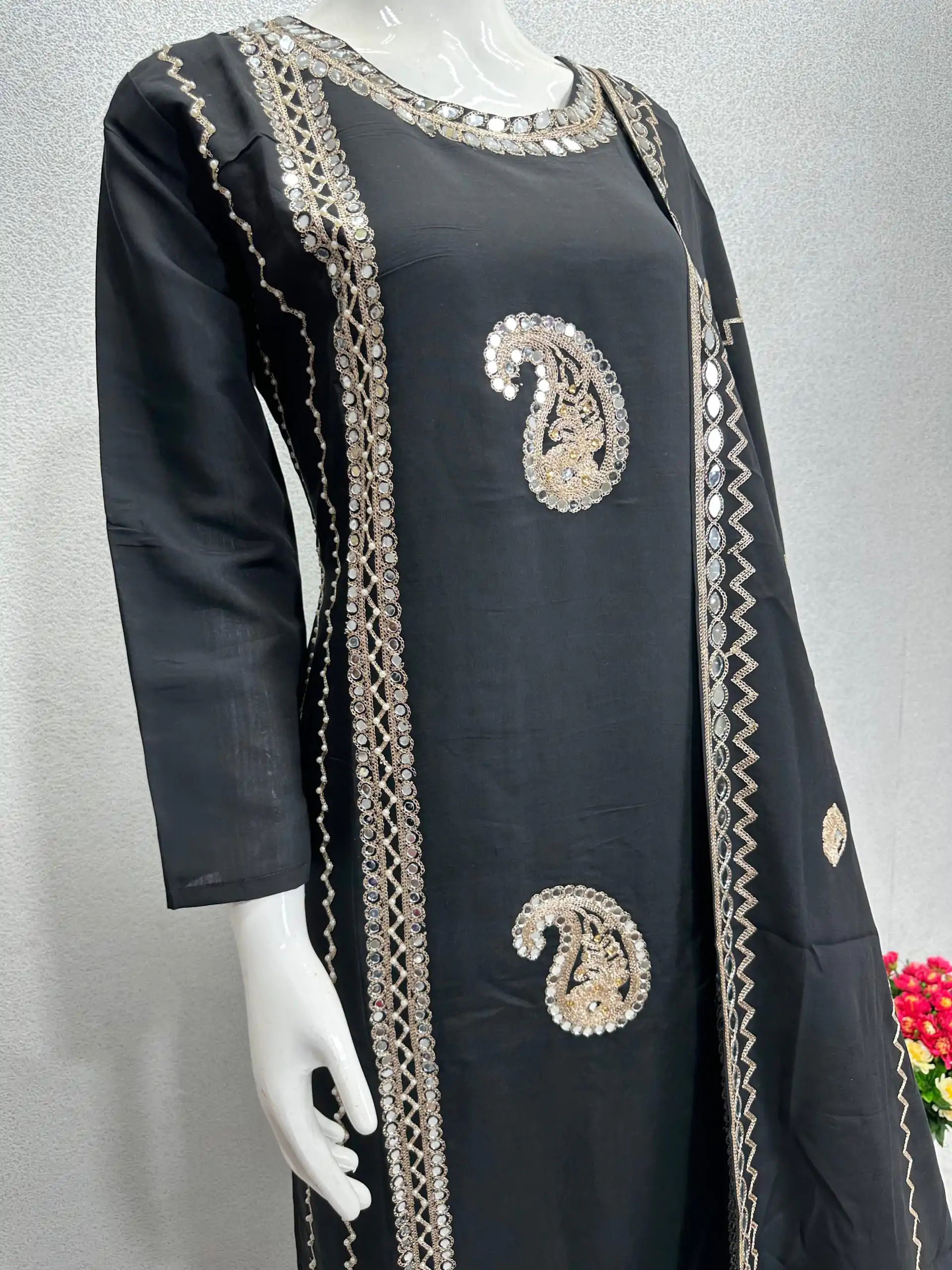 KF 1641 Black Color Roman Silk Embroidered Salwar Suit Wedding, Party, Festive, Events Etc. Expected Delivery 4-6 Working Days @1999/-Only | Casual Suits, Creative suits, Designer Suits, Palazzo Suits, Party Wear Suits, Salwar suit, Straight Suits