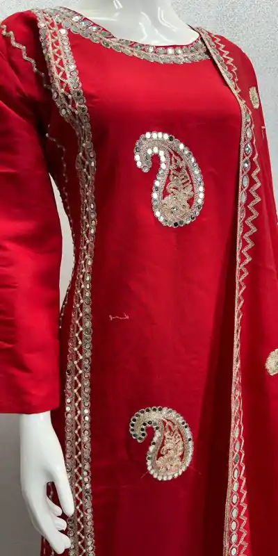 KF 1641 Red Color Roman Silk Embroidered Salwar Suit Wedding, Party, Festive, Events Etc. Expected Delivery 4-6 Working Days @1999/-Only | Casual Suits, Creative suits, Designer Suits, Palazzo Suits, Party Wear Suits, Salwar suit, Straight Suits