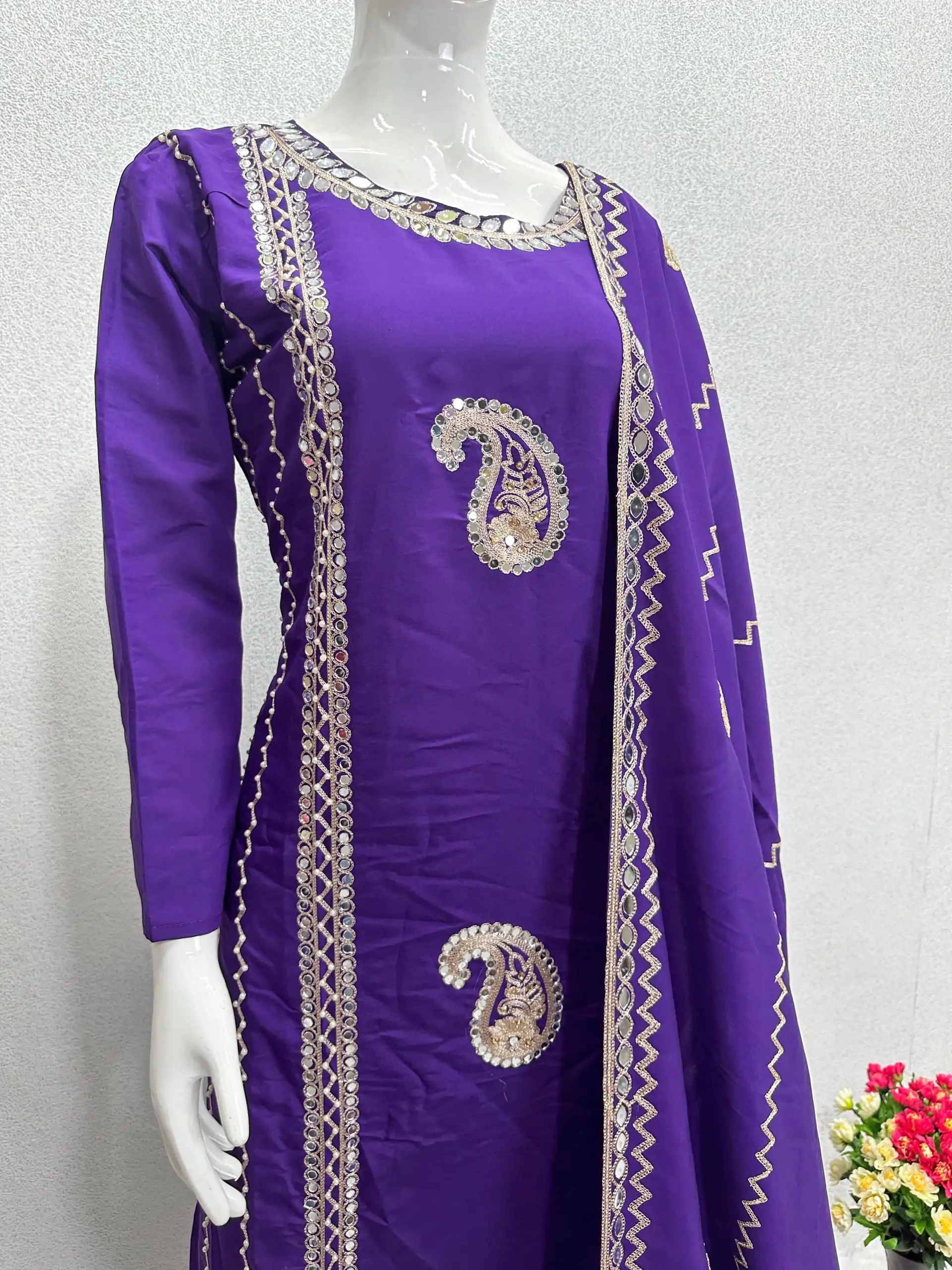 KF 1641 Violet Color Roman Silk Embroidered Salwar Suit Wedding, Party, Festive, Events Etc.  Expected Delivery 4-6 Working Days @1999/-Only | Casual Suits, Creative suits, Designer Suits, Palazzo Suits, Party Wear Suits, Salwar suit, Straight Suits