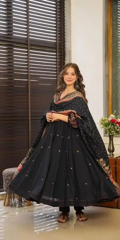 SRK 5171 Black Color Pure Chinnon Silk Embroidery Sequence Salwar Suit Wedding, Party, Festive, Events Expected Delivery 4-6 Working Days @ 1999/- | Jump Suits, Casual Suits, Creative suits, Designer Suits, Palazzo Suits, Party Wear Suits, Patiala Suits, Salwar suit, Straight Suits