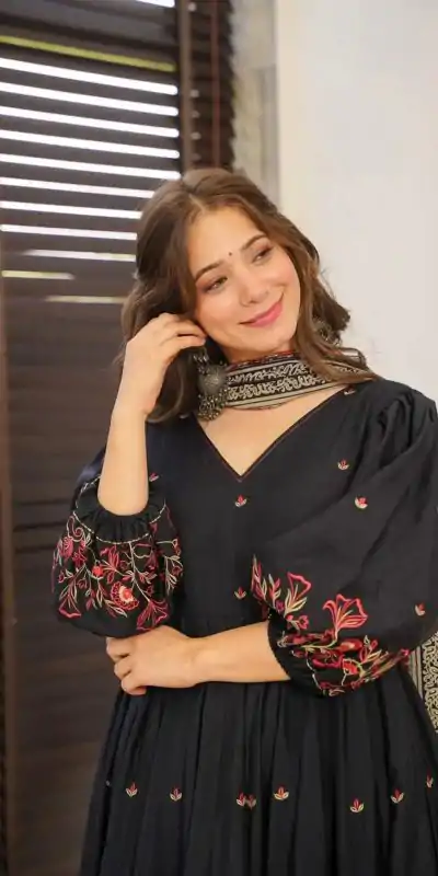 SRK 5171 Black Color Pure Chinnon Silk Embroidery Sequence Salwar Suit Wedding, Party, Festive, Events Expected Delivery 4-6 Working Days @ 1999/- | Jump Suits, Casual Suits, Creative suits, Designer Suits, Palazzo Suits, Party Wear Suits, Patiala Suits, Salwar suit, Straight Suits