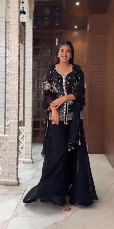 NF 1195 Black color Faux Georgette Embroidery Salwar Suit Casual, Wedding, Party, Festive, Events . Expected Delivery 4-6 Working Days @2049 | Jump Suits, Casual Suits, Creative suits, Designer Suits, Palazzo Suits, Party Wear Suits, Patiala Suits, Salwar suit, Straight Suits