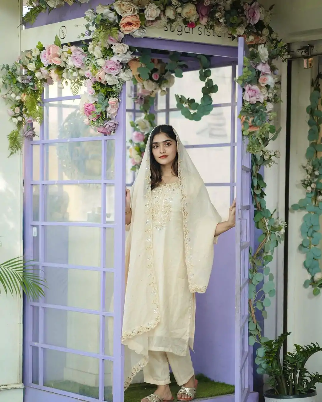 BE 244 Cream Color Organza Cording Embroidery Salwar Suit Wedding, Party, Festive events, etc.  Expected Delivery  4-6 Working Days @1999/- | Casual Suits, Creative suits, Designer Suits, Palazzo Suits, Party Wear Suits, Patiala Suits, Salwar suit, Straight Suits