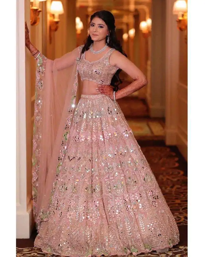 BD 1559 Light Pink Color Soft Butterfly Net Embroidered Lehenga Choli Casual, Wedding, Festive, Events Expected Delivery 4-6 Working Days @3299/- | Bollywood Lehenga, Creative Lehenga, Designer Lehenga, Embroidered Lehenga, Lehenga, Party Wear Lehenga
