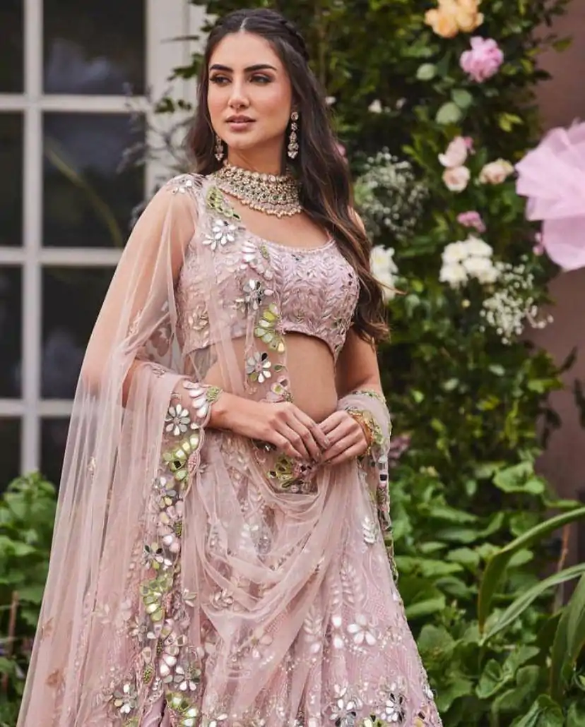 BD 1559 Light Pink Color Soft Butterfly Net Embroidered Lehenga Choli Casual, Wedding, Festive, Events Expected Delivery 4-6 Working Days @3299/- | Bollywood Lehenga, Creative Lehenga, Designer Lehenga, Embroidered Lehenga, Lehenga, Party Wear Lehenga