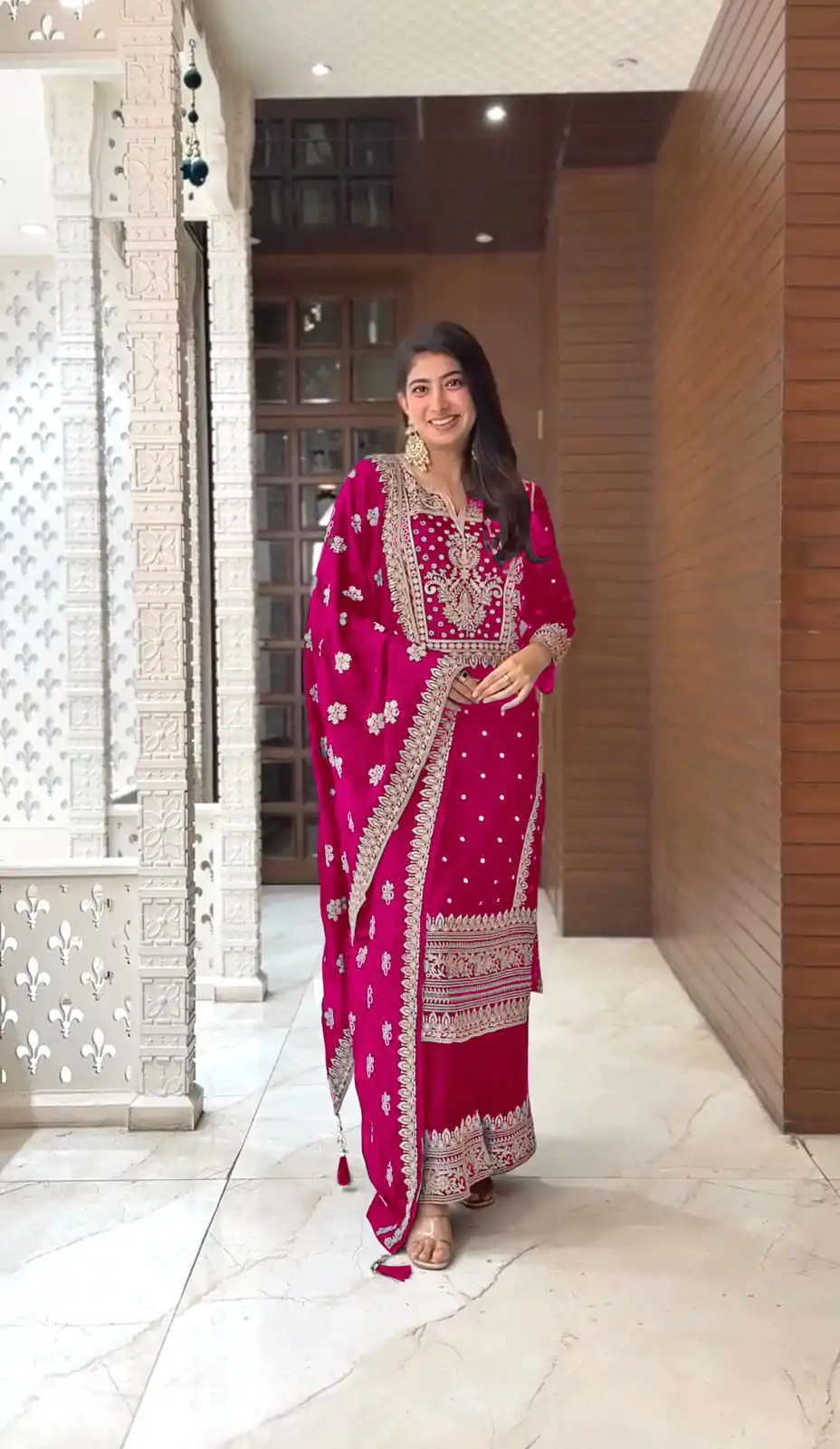 SRK 5156 Pink Color Pure Chinnon Silk Embroidery Sequence Salwar Suit Wedding, Party, Festive, Events Expected Delivery 4-6 Working Days @ 2149/- | Jump Suits, Casual Suits, Creative suits, Designer Suits, Palazzo Suits, Party Wear Suits, Patiala Suits, Salwar suit, Straight Suits