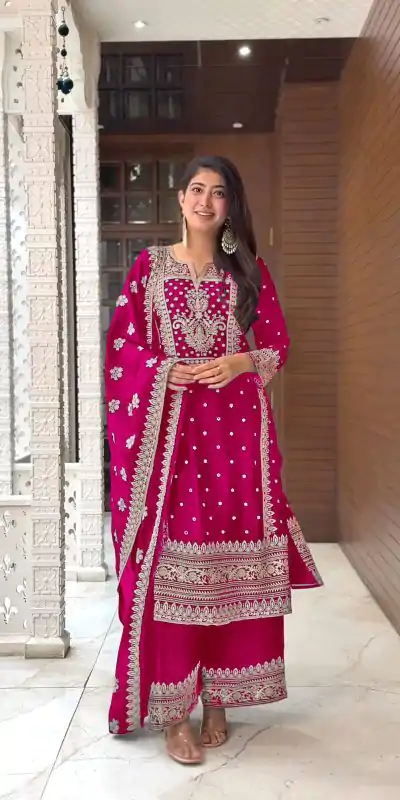 SRK 5156 Pink Color Pure Chinnon Silk Embroidery Sequence Salwar Suit Wedding, Party, Festive, Events Expected Delivery 4-6 Working Days @ 2149/- | Jump Suits, Casual Suits, Creative suits, Designer Suits, Palazzo Suits, Party Wear Suits, Patiala Suits, Salwar suit, Straight Suits