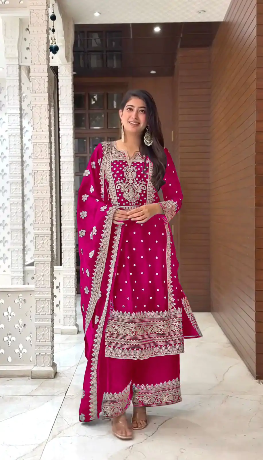 SRK 5156 Pink Color Pure Chinnon Silk Embroidery Sequence Salwar Suit Wedding, Party, Festive, Events Expected Delivery 4-6 Working Days @ 2149/- | Jump Suits, Casual Suits, Creative suits, Designer Suits, Palazzo Suits, Party Wear Suits, Patiala Suits, Salwar suit, Straight Suits
