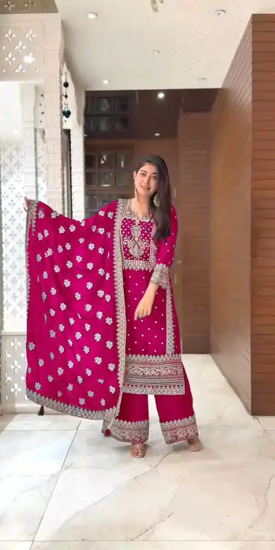SRK 5156 Pink Color Pure Chinnon Silk Embroidery Sequence Salwar Suit Wedding, Party, Festive, Events Expected Delivery 4-6 Working Days @ 2149/- | Jump Suits, Casual Suits, Creative suits, Designer Suits, Palazzo Suits, Party Wear Suits, Patiala Suits, Salwar suit, Straight Suits