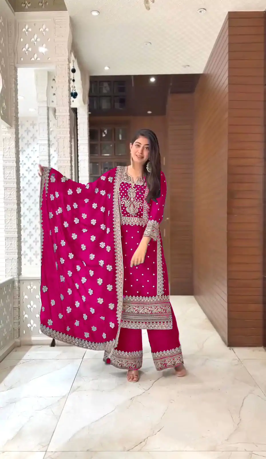 SRK 5156 Pink Color Pure Chinnon Silk Embroidery Sequence Salwar Suit Wedding, Party, Festive, Events Expected Delivery 4-6 Working Days @ 2149/- | Jump Suits, Casual Suits, Creative suits, Designer Suits, Palazzo Suits, Party Wear Suits, Patiala Suits, Salwar suit, Straight Suits
