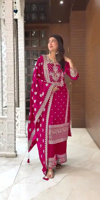 SRK 5156 Pink Color Pure Chinnon Silk Embroidery Sequence Salwar Suit Wedding, Party, Festive, Events Expected Delivery 4-6 Working Days @ 2149/- | Jump Suits, Casual Suits, Creative suits, Designer Suits, Palazzo Suits, Party Wear Suits, Patiala Suits, Salwar suit, Straight Suits