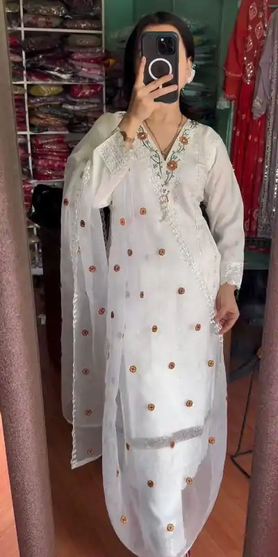 NF 1190 White color Georgette Embroidery Sequence Salwar Suit Casual, Wedding, Party, Festive, Events . Expected Delivery 4-6 Working Days @1999 | Casual Suits, Creative suits, Designer Suits, Palazzo Suits, Party Wear Suits, Patiala Suits, Salwar suit, Straight Suits