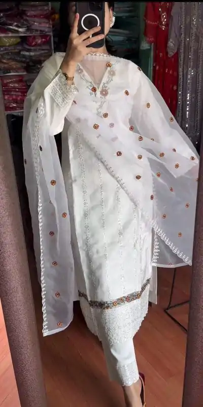 NF 1190 White color Georgette Embroidery Sequence Salwar Suit Casual, Wedding, Party, Festive, Events . Expected Delivery 4-6 Working Days @1999 | Casual Suits, Creative suits, Designer Suits, Palazzo Suits, Party Wear Suits, Patiala Suits, Salwar suit, Straight Suits