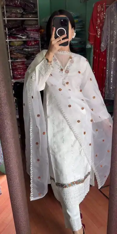 NF 1190 White color Georgette Embroidery Sequence Salwar Suit Casual, Wedding, Party, Festive, Events . Expected Delivery 4-6 Working Days @1999 | Casual Suits, Creative suits, Designer Suits, Palazzo Suits, Party Wear Suits, Patiala Suits, Salwar suit, Straight Suits