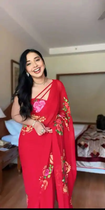 SC 278 Red Color Pure Soft Georgette Silk Design All Over Saree , Party Wear, Events, Festivals Expected Delivery 4-6 Working Days 1599/- | Bollywood Sarees, Creative Sarees, Designer Sarees, Embroidered Sarees, Ethnic Saree, Modern Digital sarees, Party Wear Sarees, Sarees