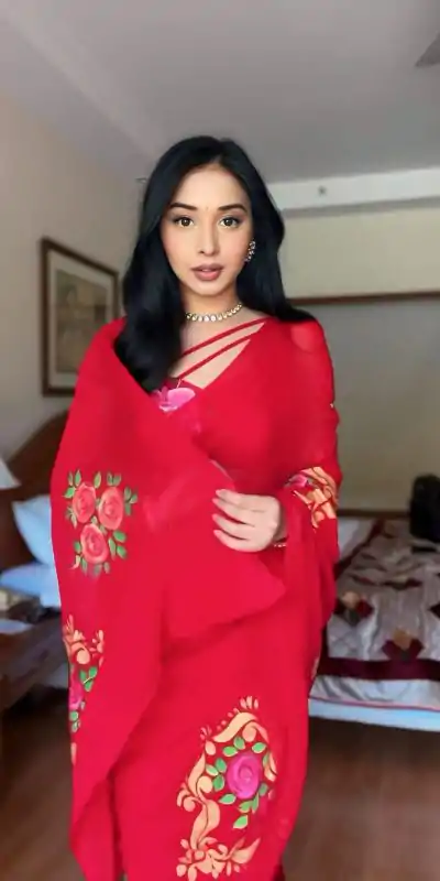 SC 278 Red Color Pure Soft Georgette Silk Design All Over Saree , Party Wear, Events, Festivals Expected Delivery 4-6 Working Days 1599/- | Bollywood Sarees, Creative Sarees, Designer Sarees, Embroidered Sarees, Ethnic Saree, Modern Digital sarees, Party Wear Sarees, Sarees