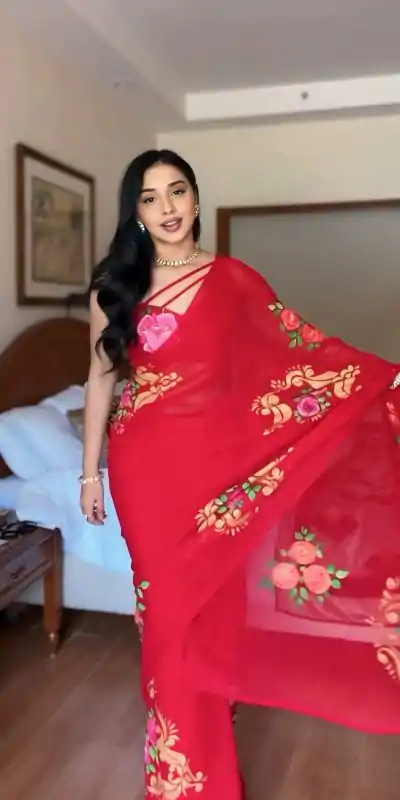SC 278 Red Color Pure Soft Georgette Silk Design All Over Saree , Party Wear, Events, Festivals Expected Delivery 4-6 Working Days 1599/- | Bollywood Sarees, Creative Sarees, Designer Sarees, Embroidered Sarees, Ethnic Saree, Modern Digital sarees, Party Wear Sarees, Sarees