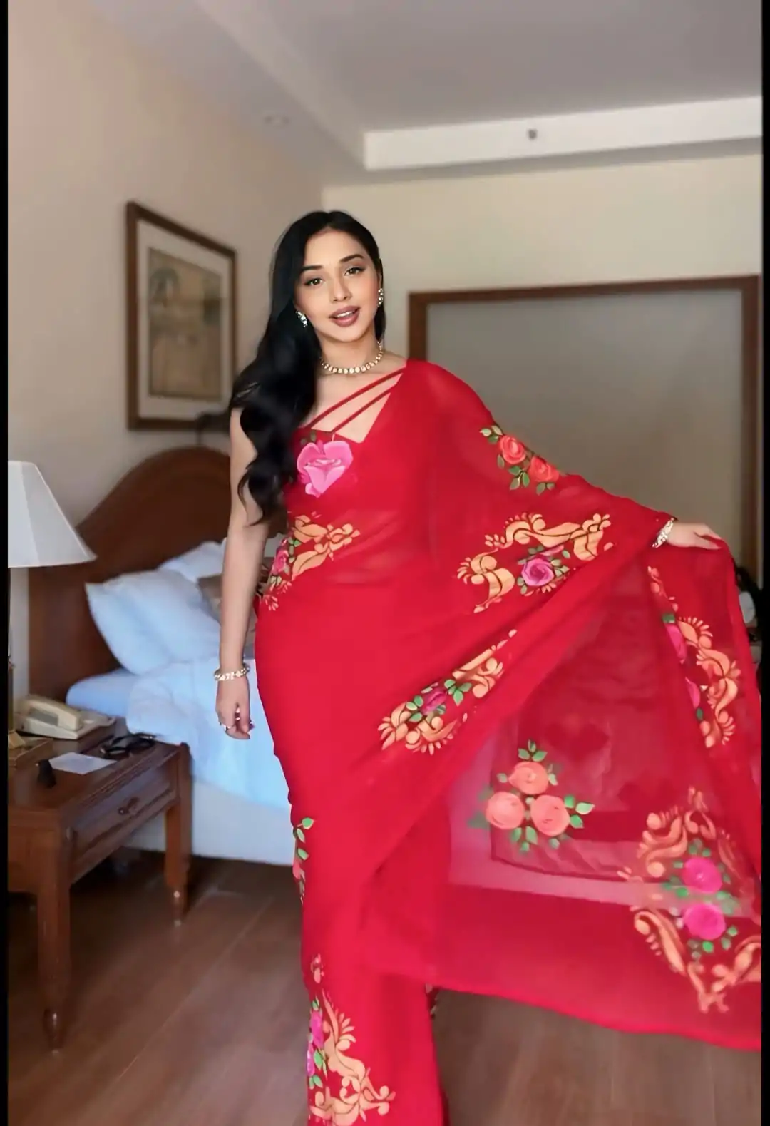 SC 278 Red Color Pure Soft Georgette Silk Design All Over Saree , Party Wear, Events, Festivals Expected Delivery 4-6 Working Days 1599/- | Bollywood Sarees, Creative Sarees, Designer Sarees, Embroidered Sarees, Ethnic Saree, Modern Digital sarees, Party Wear Sarees, Sarees