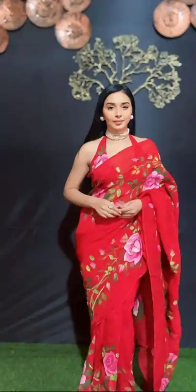 SC 278 Red Color Pure Soft Georgette Silk Design All Over Saree , Party Wear, Events, Festivals Expected Delivery 4-6 Working Days 1599/- | Bollywood Sarees, Creative Sarees, Designer Sarees, Embroidered Sarees, Ethnic Saree, Modern Digital sarees, Party Wear Sarees, Sarees