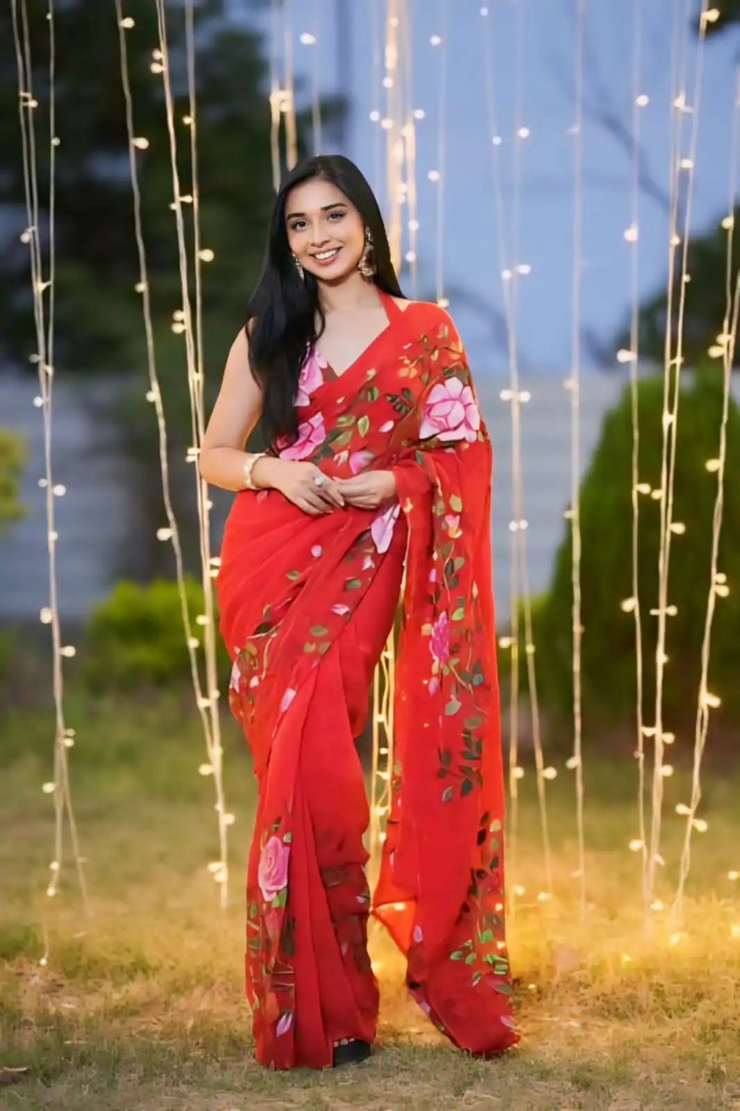 SC 278 Red Color Pure Soft Georgette Silk Design All Over Saree , Party Wear, Events, Festivals Expected Delivery 4-6 Working Days 1599/- | Bollywood Sarees, Creative Sarees, Designer Sarees, Embroidered Sarees, Ethnic Saree, Modern Digital sarees, Party Wear Sarees, Sarees