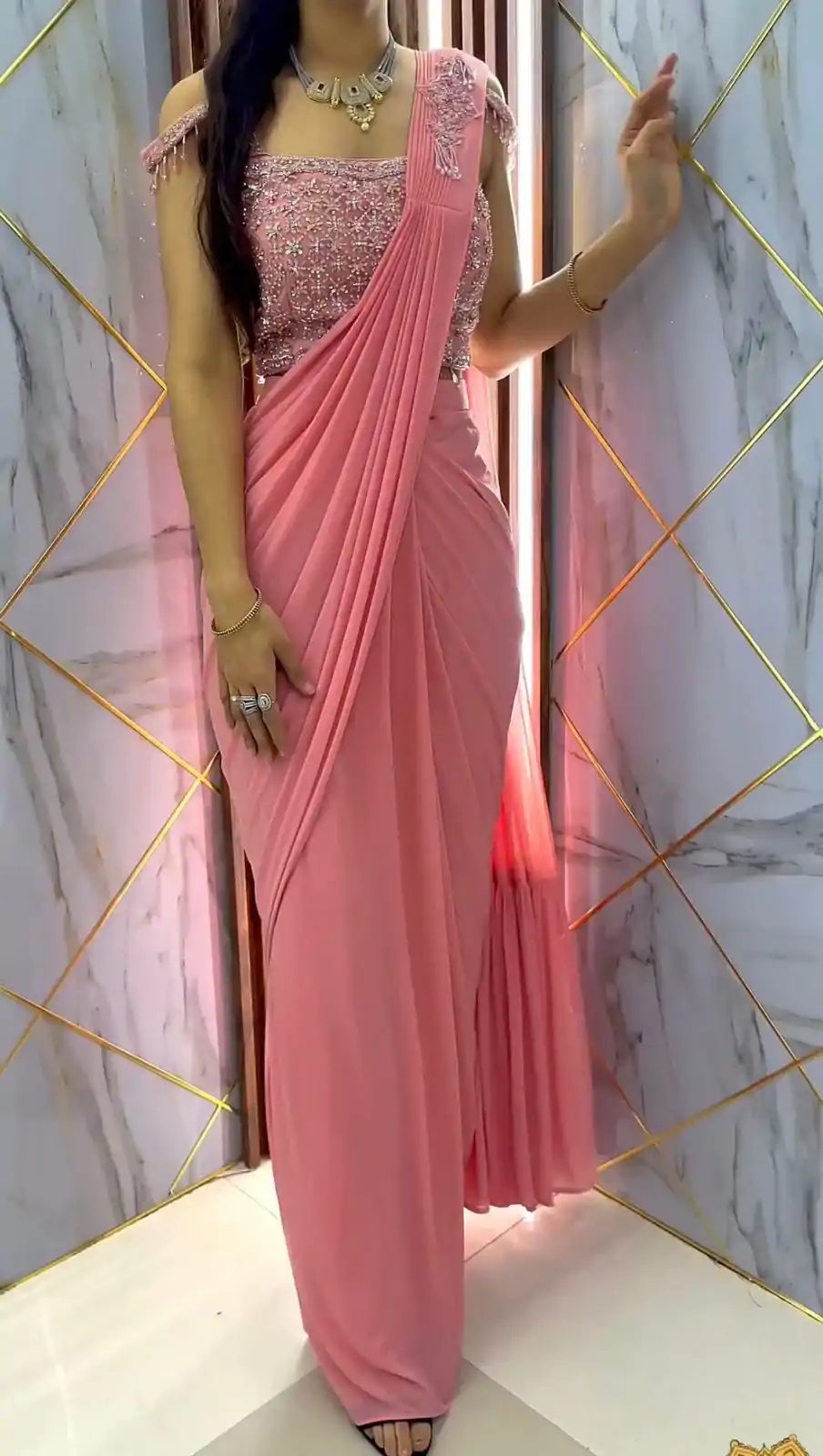 RANGILA Pink Color Faux Georgette Sequence Embroidery Saree Casual, Party Wear, Wedding, Events, Etc. Expected Delivery 4-6 Working Days 1899/- | Bollywood Sarees, Creative Sarees, Designer Sarees, Embroidered Sarees, Ethnic Saree, Modern Digital sarees, Party Wear Sarees, Sarees