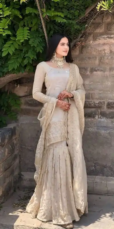 NF 1217 Cream Color Chinon Silk Embroidery Sequence Salwar Suit Casual, Wedding, Party, Festive, Events . Expected Delivery 4-6 Working Days @2049 | Casual Suits, Creative suits, Designer Suits, Palazzo Suits, Party Wear Suits, Patiala Suits, Salwar suit, Straight Suits