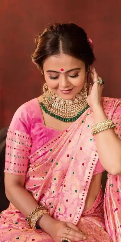 KP 3070 Pink Color Soft Lichi Silk Jacquard On All Over Saree Casual, Party Wear, Wedding, Events Etc. Expected Delivery 4-6 Working Days @1449/- | Bollywood Sarees, Creative Sarees, Designer Sarees, Embroidered Sarees, Ethnic Saree, Modern Digital sarees, Party Wear Sarees, Sarees