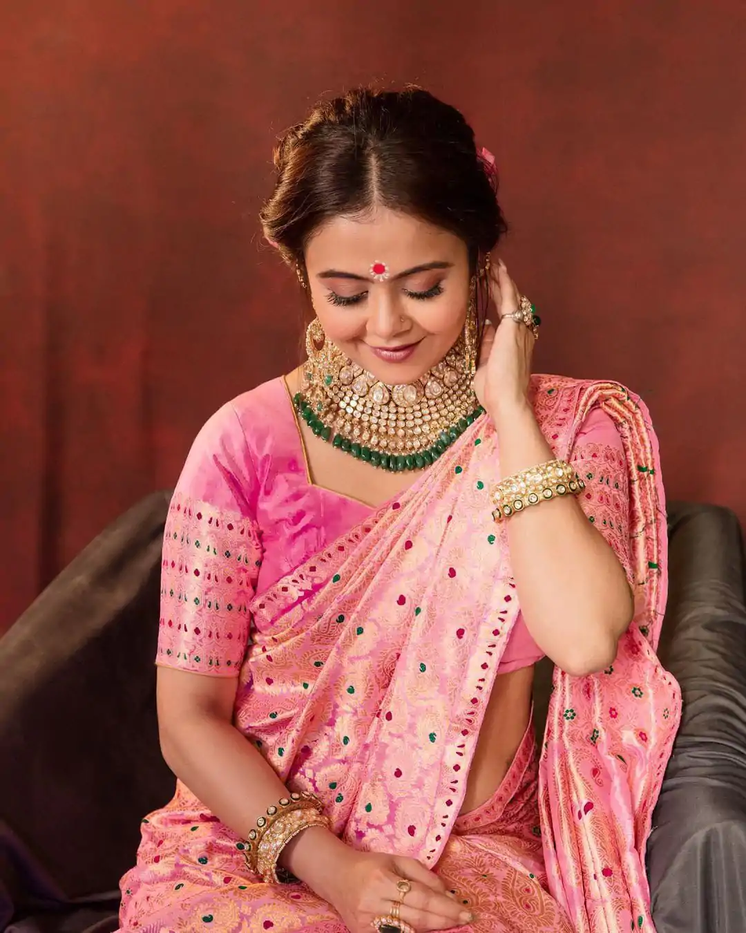 KP 3070 Pink Color Soft Lichi Silk Jacquard On All Over Saree Casual, Party Wear, Wedding, Events Etc. Expected Delivery 4-6 Working Days @1449/- | Bollywood Sarees, Creative Sarees, Designer Sarees, Embroidered Sarees, Ethnic Saree, Modern Digital sarees, Party Wear Sarees, Sarees