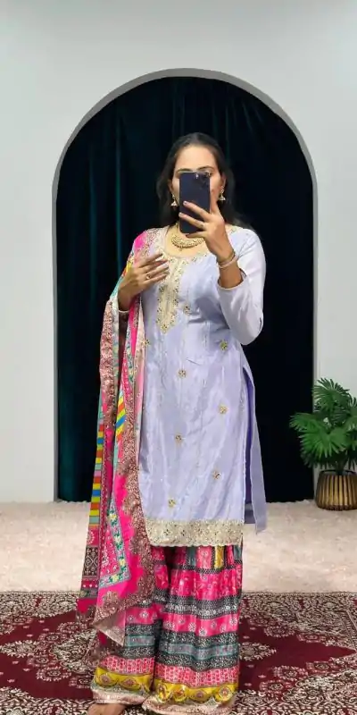 ST 1046 Violet Color Chinon Embroidery Work Salwar Suit Casual, Wedding, Party, Festive, Events Etc. Expected Delivery 4-6 Working Days @2399/- | Jump Suits, Casual Suits, Creative suits, Designer Suits, Palazzo Suits, Party Wear Suits, Patiala Suits, Salwar suit, Straight Suits