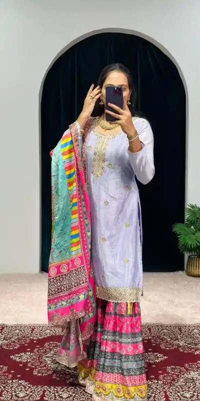 ST 1046 Violet Color Chinon Embroidery Work Salwar Suit Casual, Wedding, Party, Festive, Events Etc. Expected Delivery 4-6 Working Days @2399/- | Jump Suits, Casual Suits, Creative suits, Designer Suits, Palazzo Suits, Party Wear Suits, Patiala Suits, Salwar suit, Straight Suits