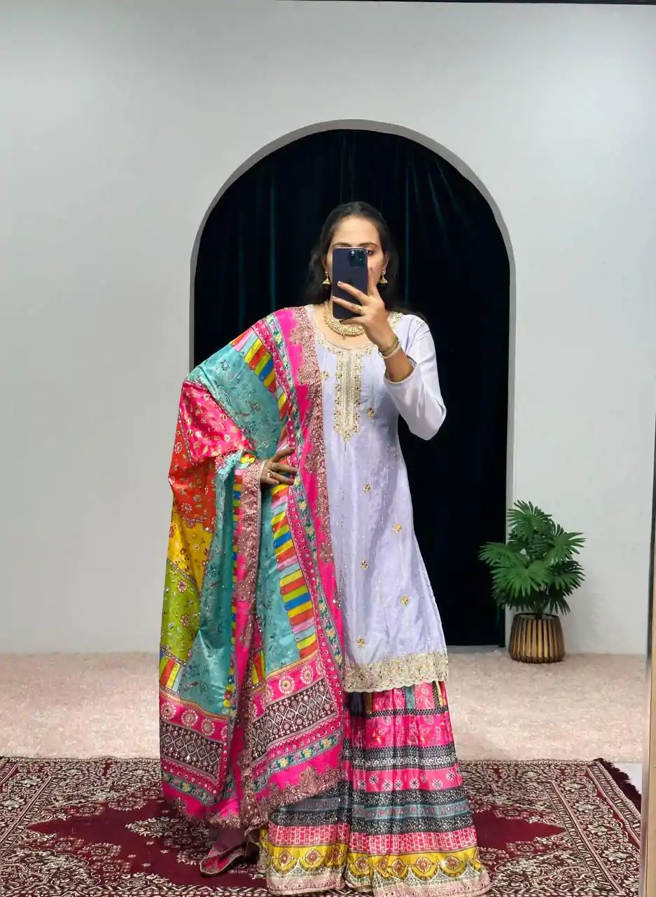 ST 1046 Violet Color Chinon Embroidery Work Salwar Suit Casual, Wedding, Party, Festive, Events Etc. Expected Delivery 4-6 Working Days @2399/- | Jump Suits, Casual Suits, Creative suits, Designer Suits, Palazzo Suits, Party Wear Suits, Patiala Suits, Salwar suit, Straight Suits
