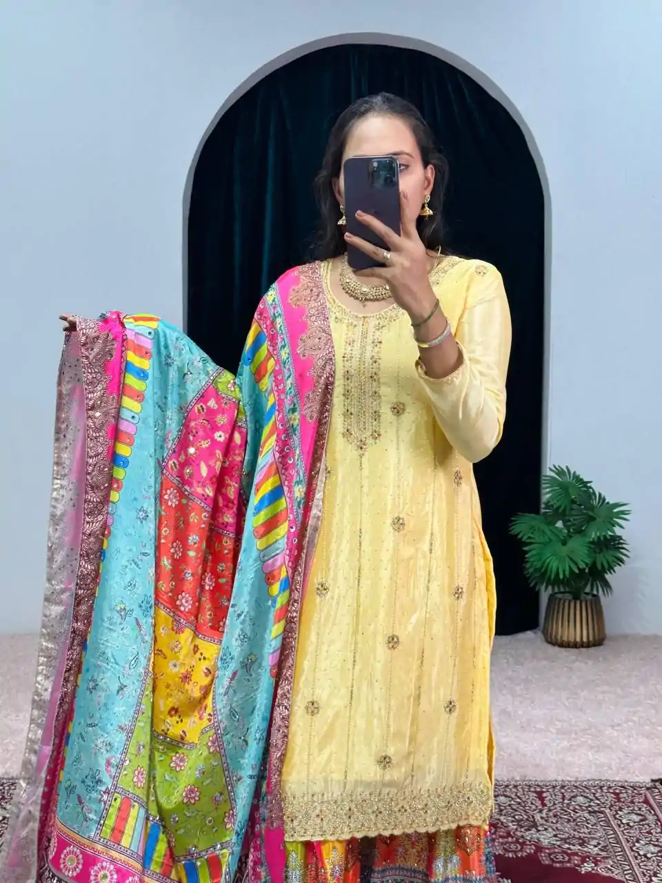 ST 1046 Yellow Color Chinon Embroidery Work Salwar Suit Casual, Wedding, Party, Festive, Events Etc. Expected Delivery 4-6 Working Days @2399/- | Jump Suits, Casual Suits, Creative suits, Designer Suits, Palazzo Suits, Party Wear Suits, Patiala Suits, Salwar suit, Straight Suits