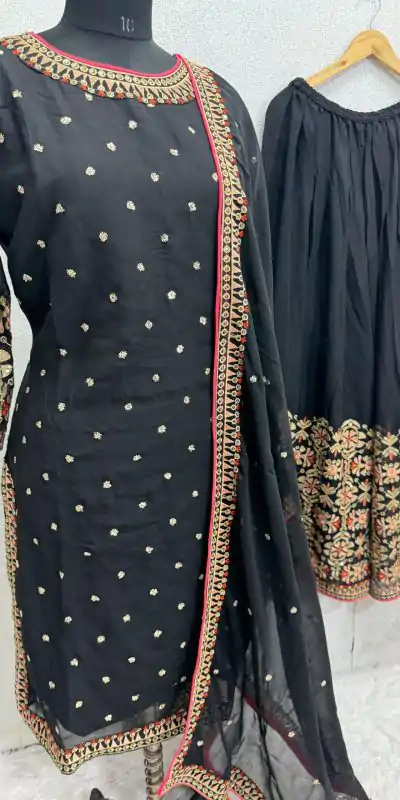 KF 1642 Black Color Georgette Embroidered Sequences Salwar Suit Wedding, Party, Festive, Events Etc. Expected Delivery 4-6 Working Days @2499/-Only | Casual Suits, Creative suits, Designer Suits, Palazzo Suits, Party Wear Suits, Salwar suit, Straight Suits