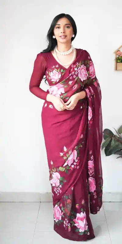 SC 283 Red Color Pure Soft Georgette Silk Design All Over Saree , Party Wear, Events, Festivals Expected Delivery 4-6 Working Days 1599/- | Bollywood Sarees, Creative Sarees, Designer Sarees, Embroidered Sarees, Ethnic Saree, Modern Digital sarees, Party Wear Sarees, Sarees
