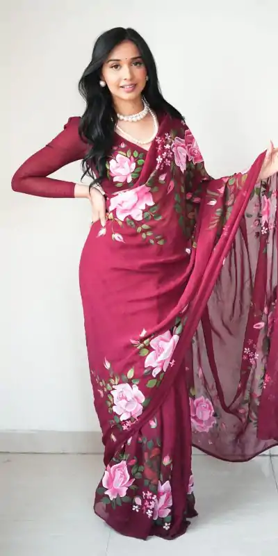 SC 283 Red Color Pure Soft Georgette Silk Design All Over Saree , Party Wear, Events, Festivals Expected Delivery 4-6 Working Days 1599/- | Bollywood Sarees, Creative Sarees, Designer Sarees, Embroidered Sarees, Ethnic Saree, Modern Digital sarees, Party Wear Sarees, Sarees