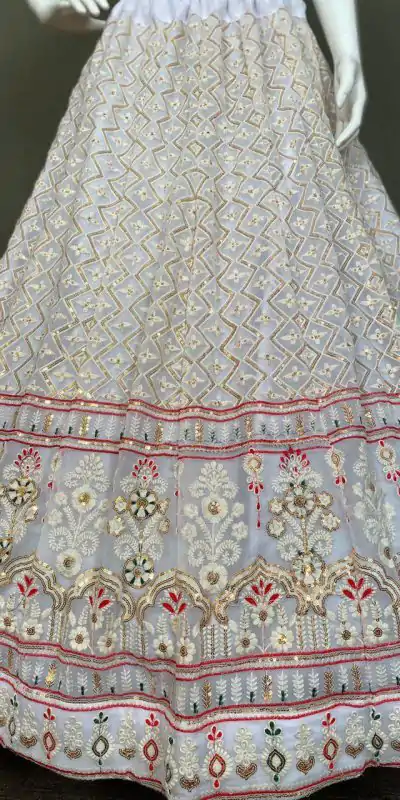 LG 498 White Color Georgette Sequence Embroidery Lehenga Choli Traditional Wear, Festive, Wedding, Events Expected Delivery 4-6 Working Days @2099/- | Bollywood Lehenga, Creative Lehenga, Designer Lehenga, Embroidered Lehenga, Lehenga, Party Wear Lehenga