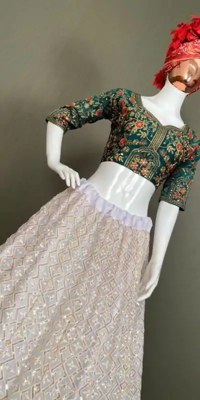 LG 498 White Color Georgette Sequence Embroidery Lehenga Choli Traditional Wear, Festive, Wedding, Events Expected Delivery 4-6 Working Days @2099/- | Bollywood Lehenga, Creative Lehenga, Designer Lehenga, Embroidered Lehenga, Lehenga, Party Wear Lehenga
