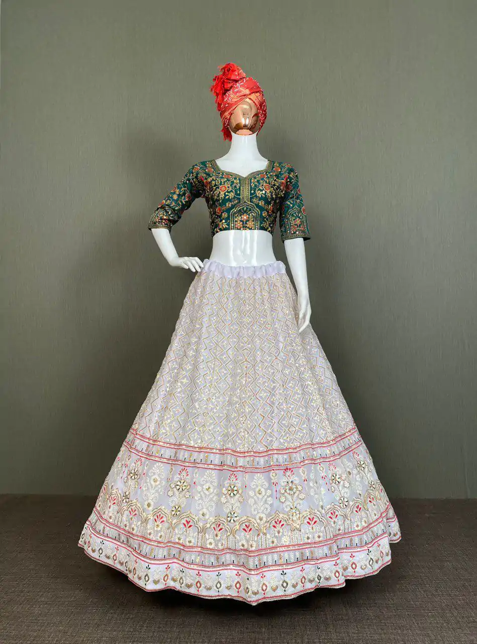 LG 498 White Color Georgette Sequence Embroidery Lehenga Choli Traditional Wear, Festive, Wedding, Events Expected Delivery 4-6 Working Days @2099/- | Bollywood Lehenga, Creative Lehenga, Designer Lehenga, Embroidered Lehenga, Lehenga, Party Wear Lehenga