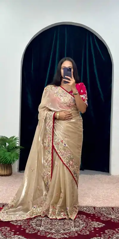 ST 474 Golden Color Jimmy Choo Embroidery Sequins Saree Casual, Wedding, Party, Festive, Events Etc. Expected Delivery 4-6 Working Days @2449/- | Bollywood Sarees, Creative Sarees, Designer Sarees, Embroidered Sarees, Ethnic Saree, Modern Digital sarees, Party Wear Sarees, Sarees