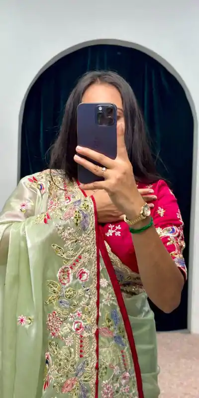 ST 474 Green Color Jimmy Choo Embroidery Sequins Saree Casual, Wedding, Party, Festive, Events Etc. Expected Delivery 4-6 Working Days @2449/- | Bollywood Sarees, Creative Sarees, Designer Sarees, Embroidered Sarees, Ethnic Saree, Modern Digital sarees, Party Wear Sarees, Sarees
