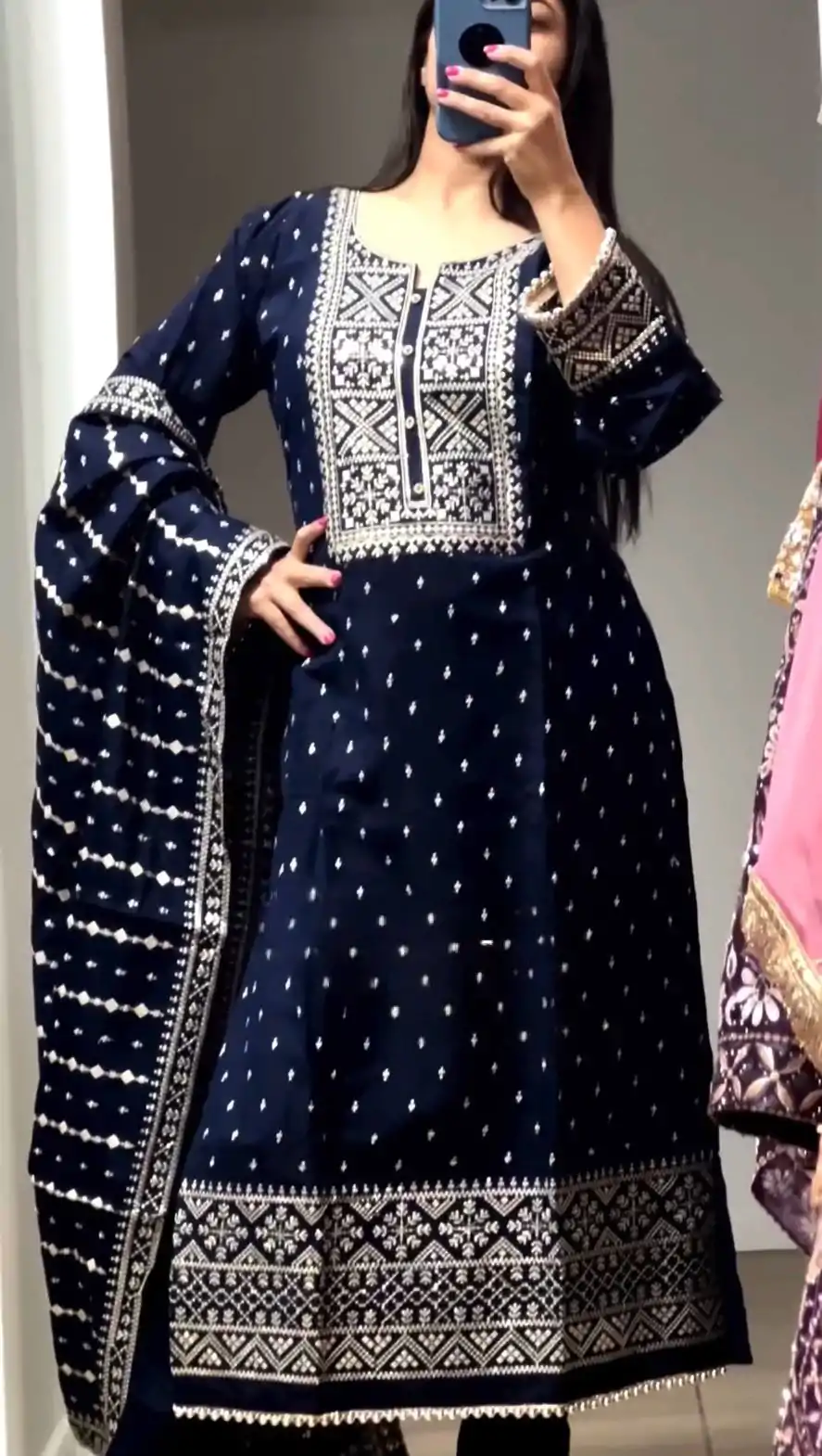 NF 1214 Navy Blue color Faux Georgette Embroidery Salwar Suit Casual, Wedding, Party, Festive, Events . Expected Delivery  4-6 Working Days @2049 | Jump Suits, Casual Suits, Creative suits, Designer Suits, Palazzo Suits, Party Wear Suits, Patiala Suits, Salwar suit, Straight Suits