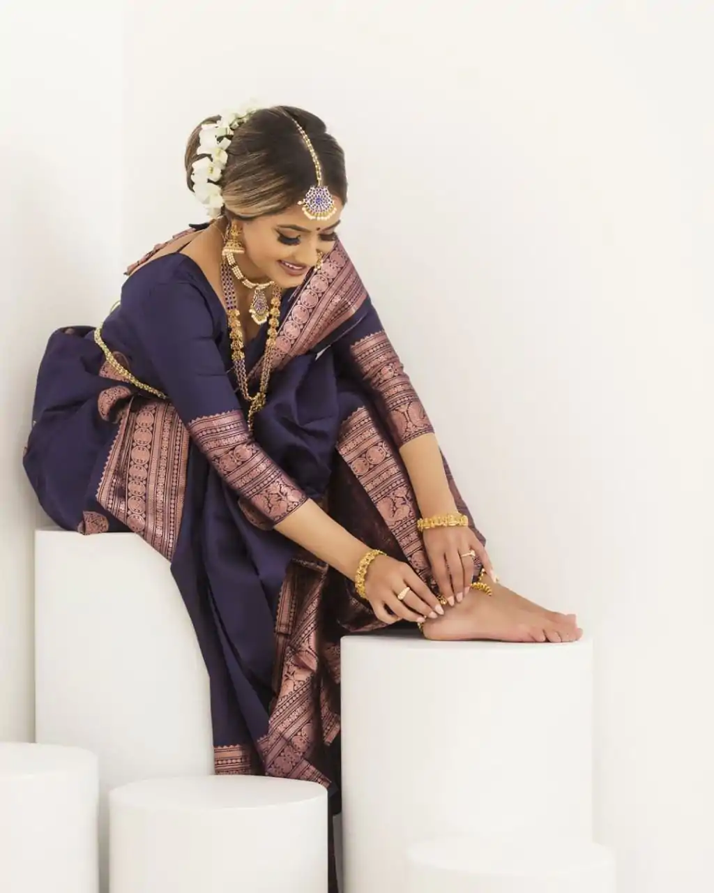 KP 4003 Navy Blue Color Soft Lichi Silk Jacquard On All Over Saree Casual, Party Wear, Wedding, Events Etc. Expected Delivery 4-6 Working Days @1349/- | Bollywood Sarees, Creative Sarees, Designer Sarees, Embroidered Sarees, Ethnic Saree, Modern Digital sarees, Party Wear Sarees, Sarees