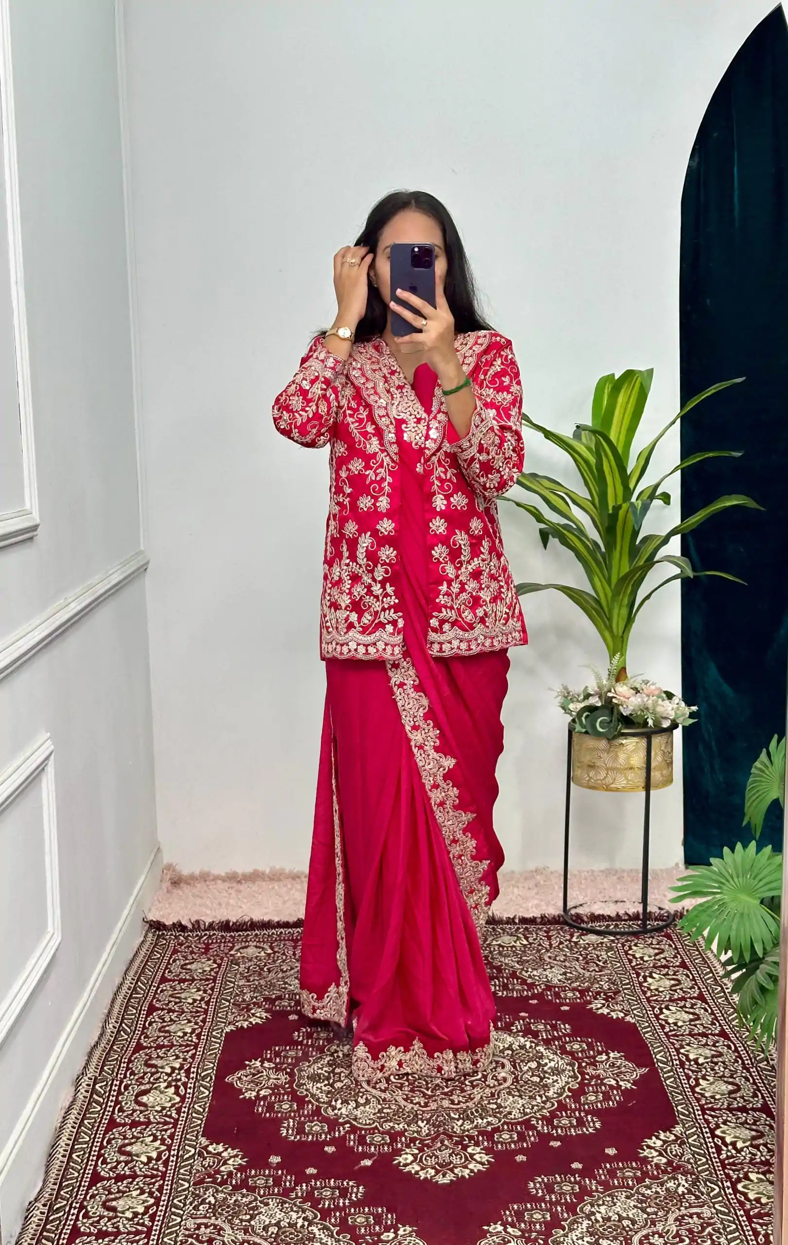 ST 1054 Pink Color Chinon Embroidery Work Koti And Saree Casual, Wedding, Party, Festive, Events Etc. Expected Delivery 4-6 Working Days @2399/- | Bollywood Sarees, Creative Sarees, Designer Sarees, Embroidered Sarees, Ethnic Saree, Modern Digital sarees, Party Wear Sarees, Sarees