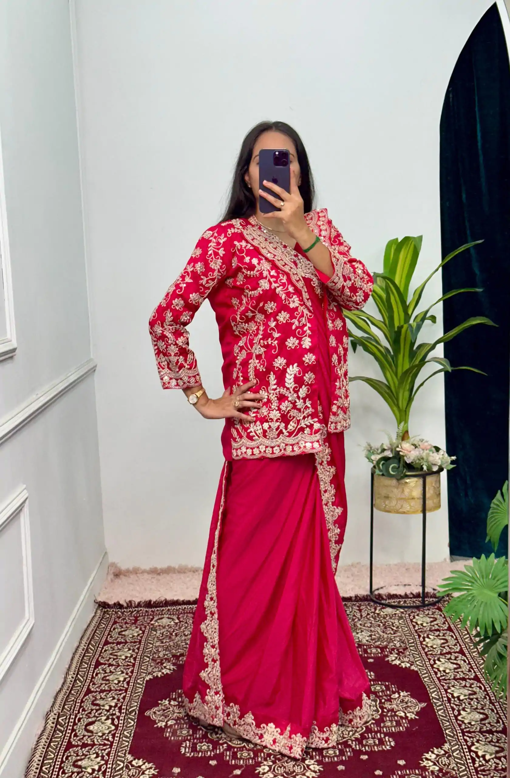ST 1054 Pink Color Chinon Embroidery Work Koti And Saree Casual, Wedding, Party, Festive, Events Etc. Expected Delivery 4-6 Working Days @2399/- | Bollywood Sarees, Creative Sarees, Designer Sarees, Embroidered Sarees, Ethnic Saree, Modern Digital sarees, Party Wear Sarees, Sarees